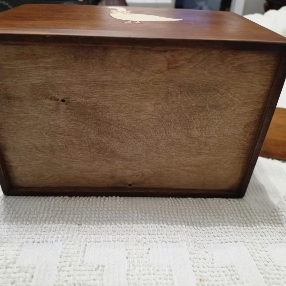 Vintage Double Sided Bread Box Removable Lid Goose Decal Original